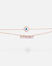 Load image into Gallery viewer, Clover Evil Eye with Dangling Diamonds Bracelet - STAC Fine Jewellery