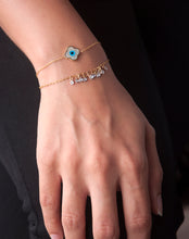 Load image into Gallery viewer, Clover Evil Eye with Dangling Diamonds Bracelet - STAC Fine Jewellery