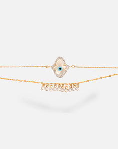 Hamsa Hand Evil Eye Bracelet with both Diamonds - STAC Fine Jewellery