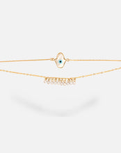 Load image into Gallery viewer, Hamsa Hand Evil Eye with Dangling Diamonds Bracelet - STAC Fine Jewellery