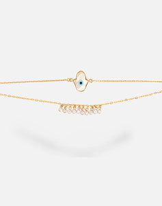 Hamsa Hand Evil Eye with Dangling Diamonds Bracelet - STAC Fine Jewellery
