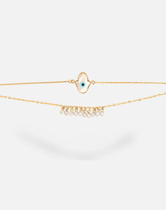 Hamsa Hand Evil Eye with Dangling Diamonds Bracelet - STAC Fine Jewellery