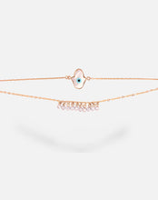 Load image into Gallery viewer, Hamsa Hand Evil Eye with Dangling Diamonds Bracelet - STAC Fine Jewellery