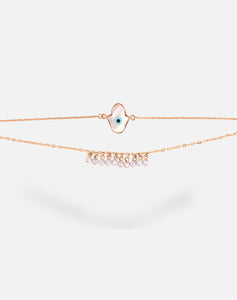 Hamsa Hand Evil Eye with Dangling Diamonds Bracelet - STAC Fine Jewellery
