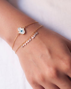 Hamsa Hand Evil Eye with Dangling Diamonds Bracelet - STAC Fine Jewellery
