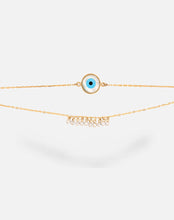 Load image into Gallery viewer, Round Evil Eye With Dangling diamonds Bracelet - STAC Fine Jewellery