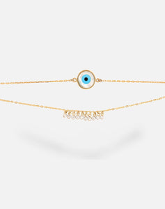 Round Evil Eye With Dangling diamonds Bracelet - STAC Fine Jewellery
