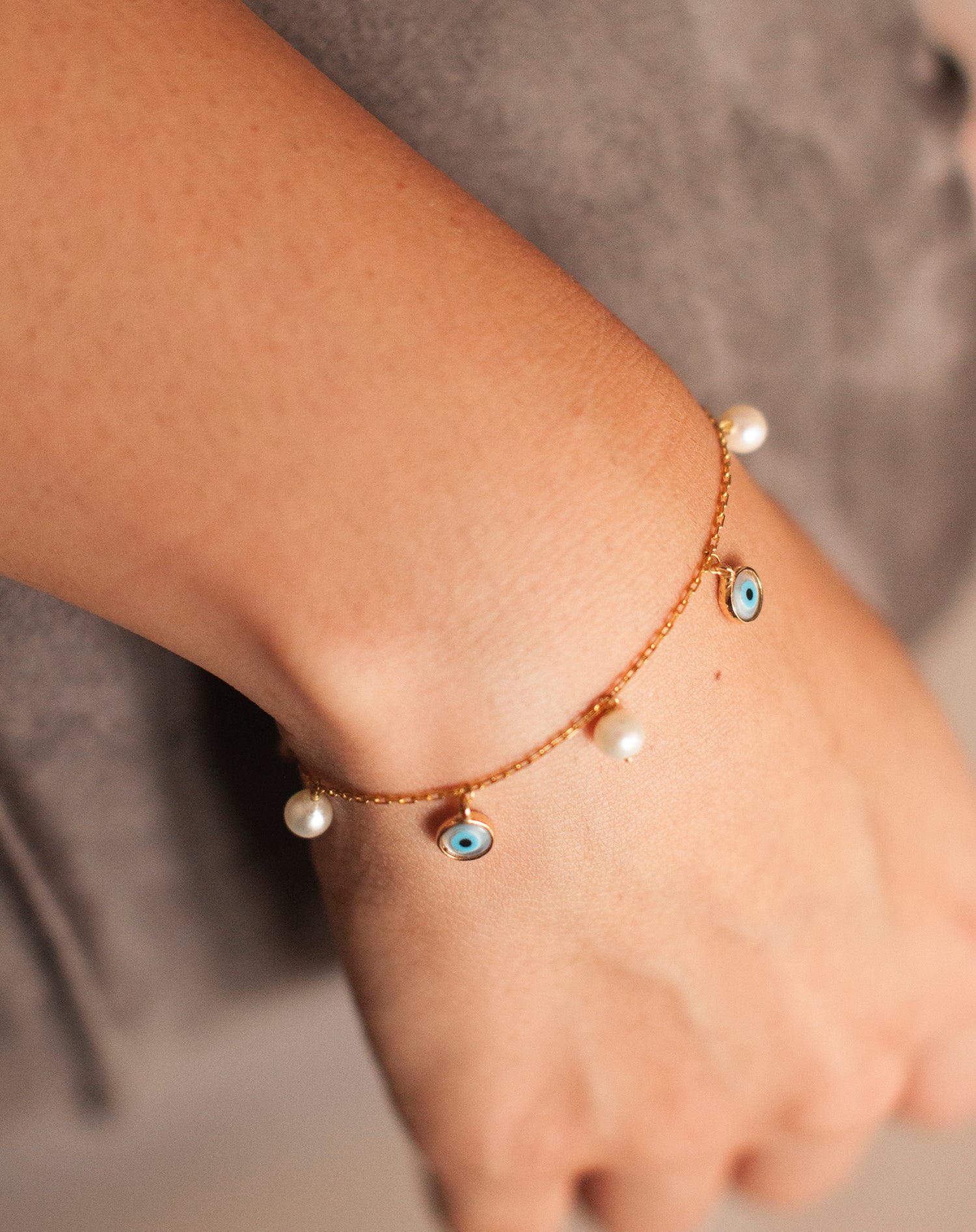 Evil Eye and Pearl Bracelet1