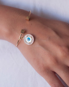 Evil Eye Charm Pendant - Round with Diamonds - STAC Fine Jewellery