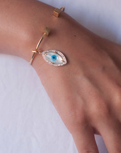 Evil Eye Charm Pendant – Marquise with Diamonds - STAC Fine Jewellery