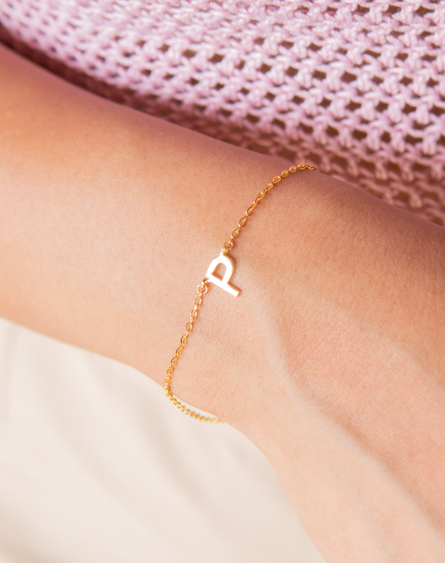 Letter  Initial Bracelet 14K Gold