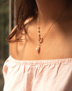 Pearl Circle Lariat Necklace - STAC Fine Jewellery
