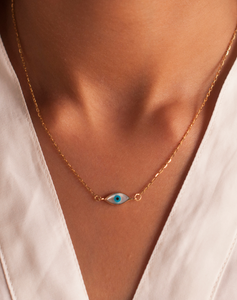 Mini Evil Eye Marquise Necklace - STAC Fine Jewellery